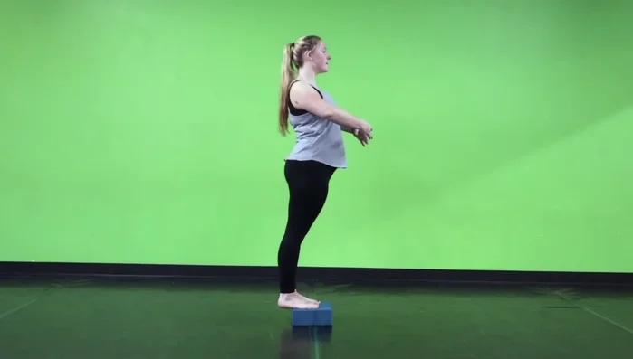 Repeat 4 times, keeping legs straight and weight on the balls of your feet.