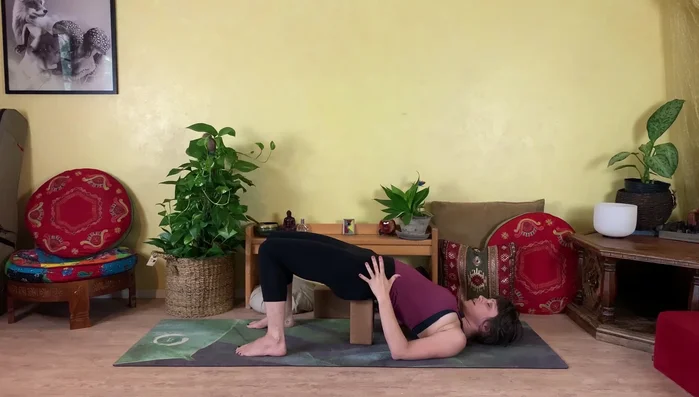 Feel the weight of your pelvis anchoring down. You can extend one leg or both legs for a deeper stretch.