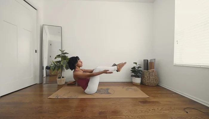 Squeeze your inner thighs and ankles together.