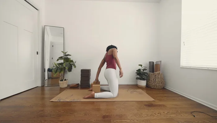 Place your thumbs on the outside of the blocks.