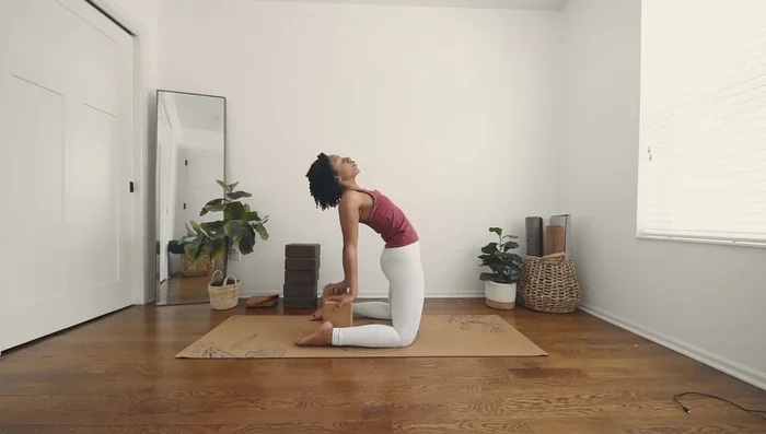 Place your thumbs on the outside of the blocks.