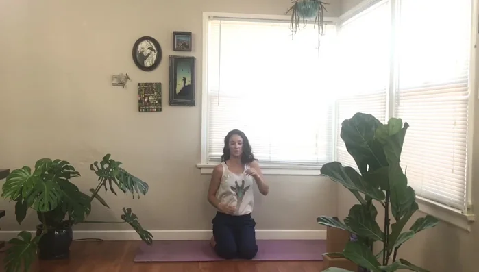 Shoulder blades pinched together, active abs pressing lower abdomen towards spine.