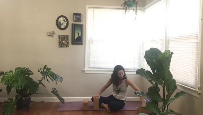 Set up 3 blocks hip-distance apart, with 3 softer blocks on top.