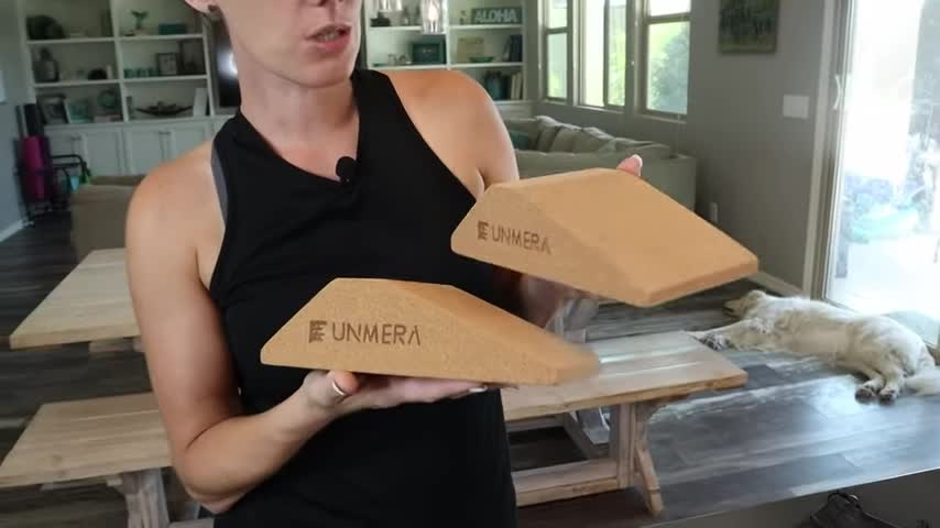 Close-up of the cork wedge blocks, highlighting their texture