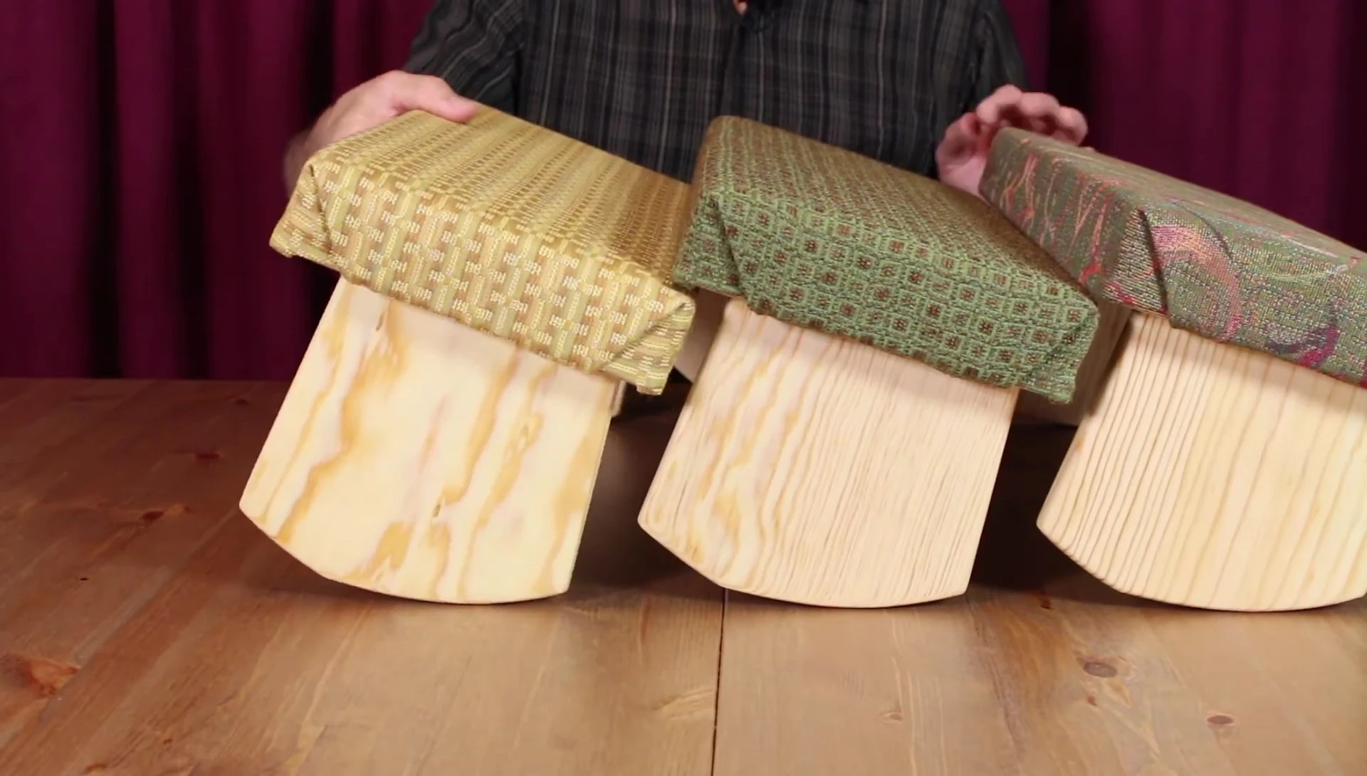Example of the woven upholstery fabric used on the bench.