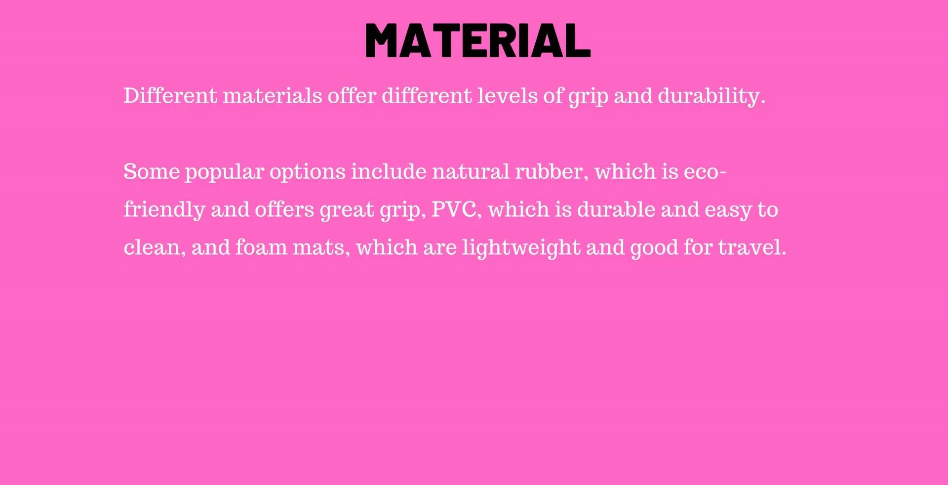 Close ups of various yoga mat materials
