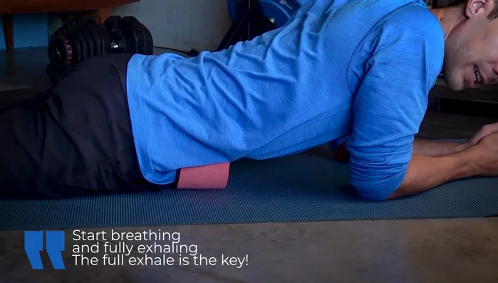 Begin deep, full exhalations to help the wedge sink in and release tension.