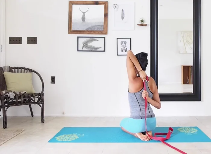 Maintain the stretch and focus on deepening it.