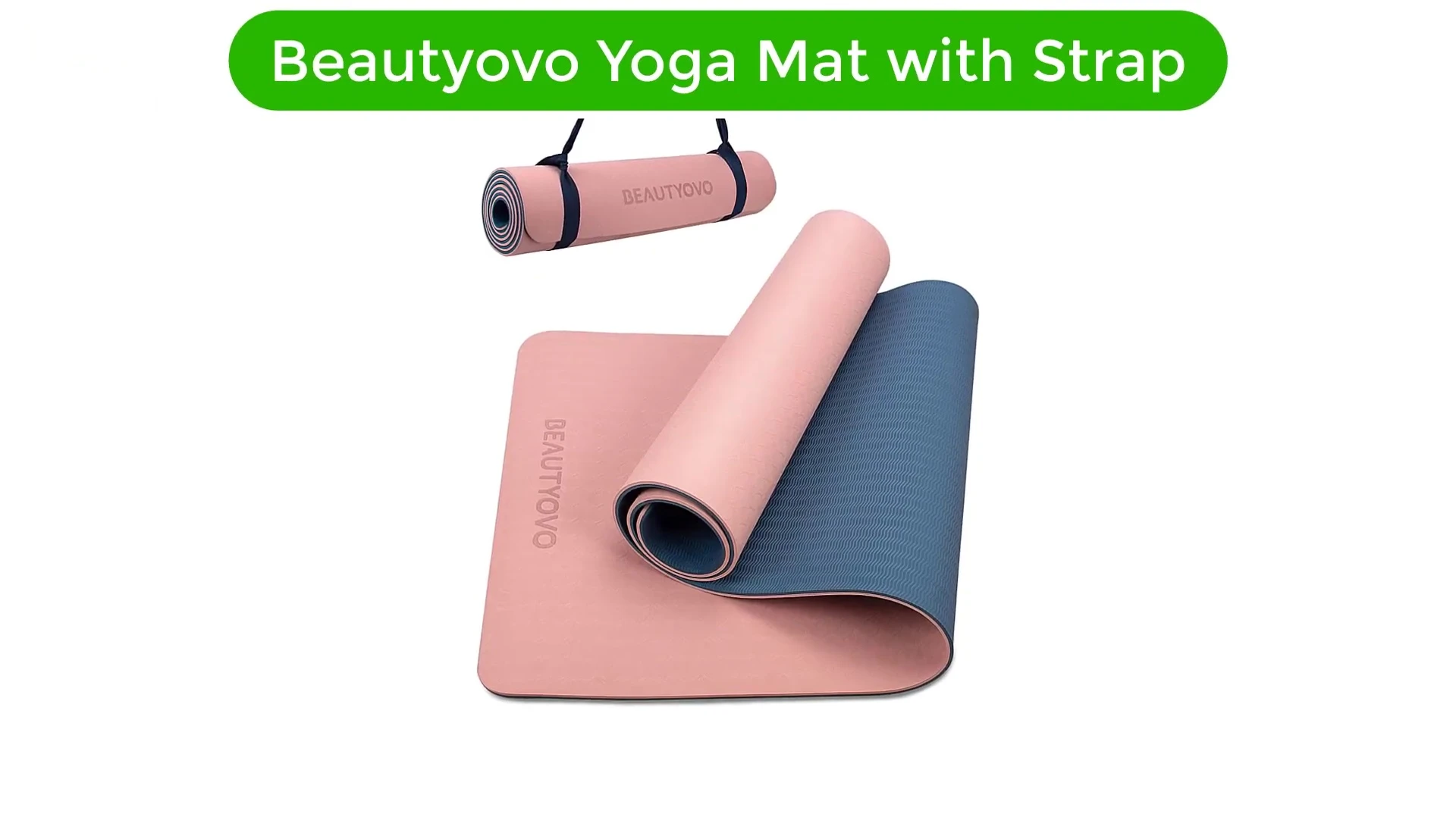 The Gaiam Essentials yoga mat with its strap.