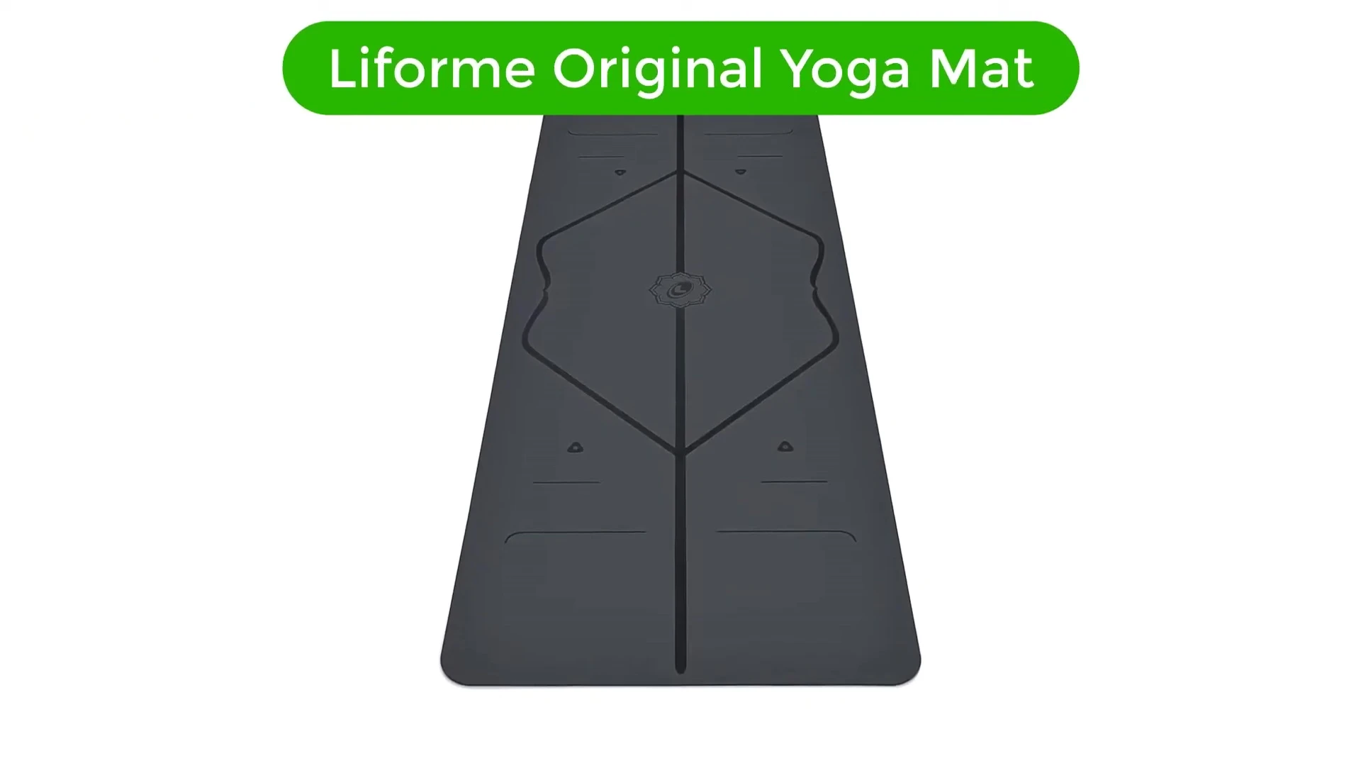 The Lifeform Original yoga mat showcasing its alignment markings.