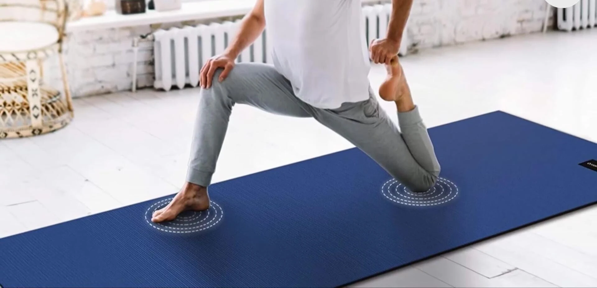 Close-up demonstrating the mat's thickness and texture