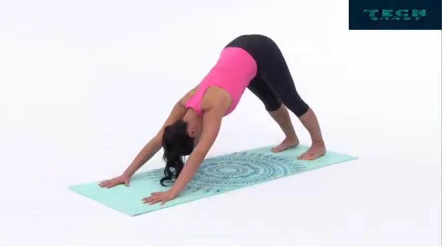 Person demonstrating the mat's non-slip surface during a yoga pose