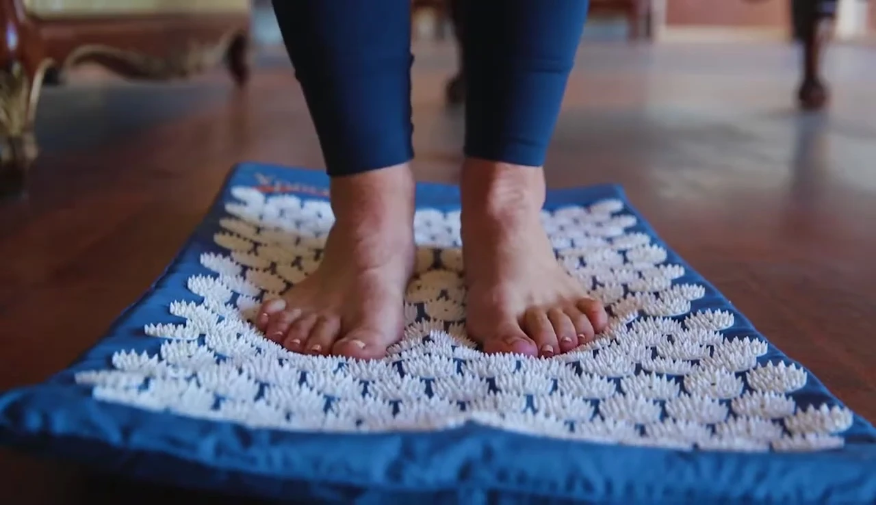 Visual representation of the positive impact of yoga and acupressure on Katrina's health.