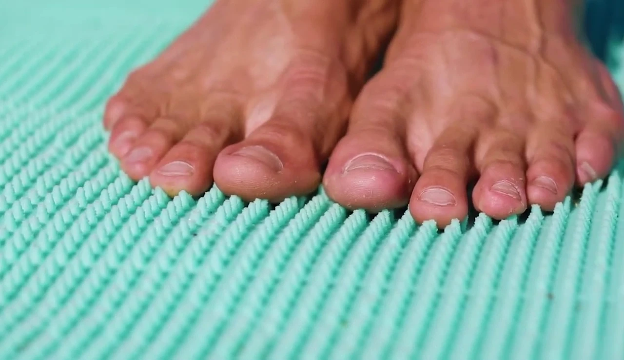 Close-up of the Grippz Mat showcasing the acupressure points.