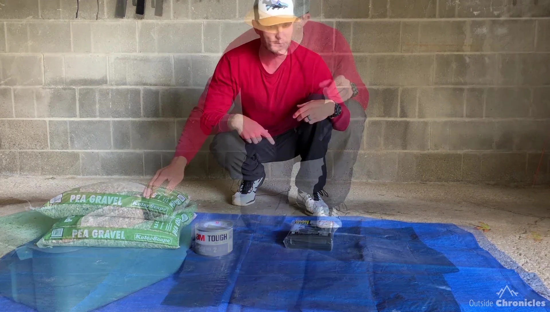 Measuring out the pea gravel