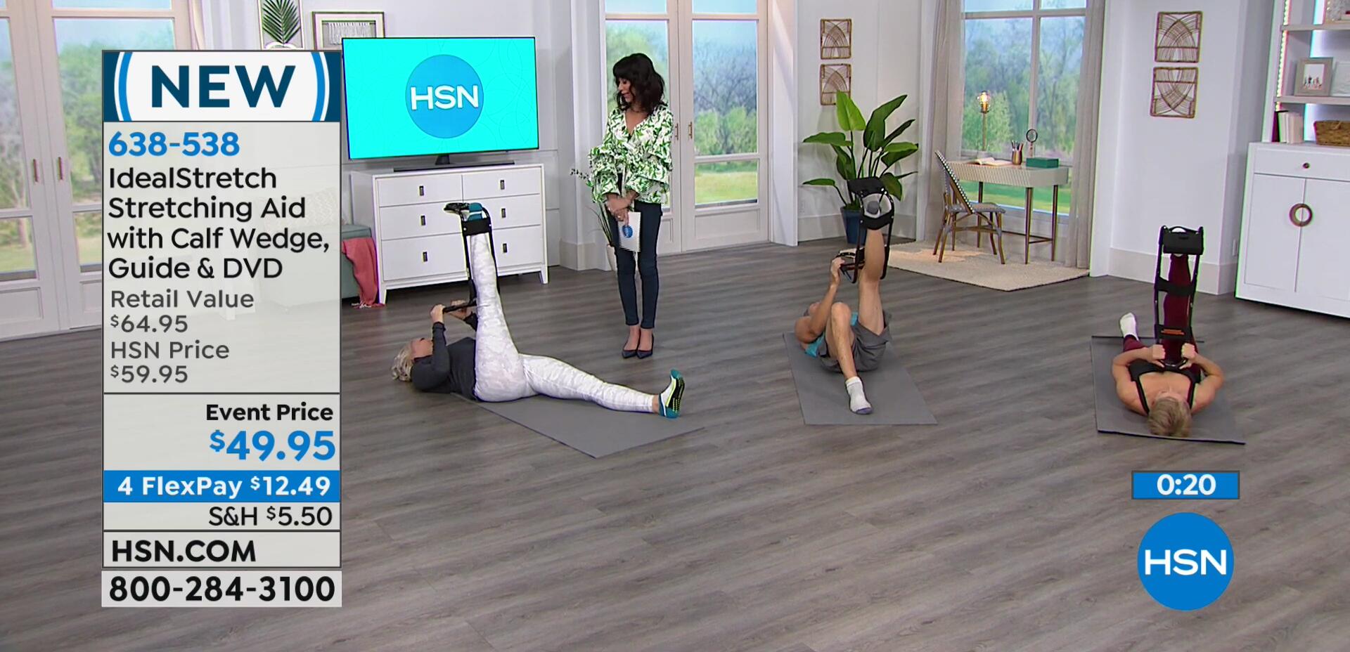 Lisa demonstrating a stretch with the IdealStretch.