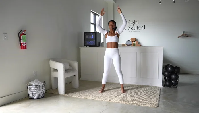 Standing Forward Fold & Hip Lifts: Wide-legged stance, forward fold. Sway side-to-side, relax your jaw, and lift your hips.