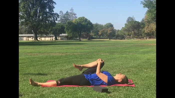 Glute Stretch: Straighten one leg, tuck the other knee to your chest. Drop your knee to one side, stretching your glutes and lower back.