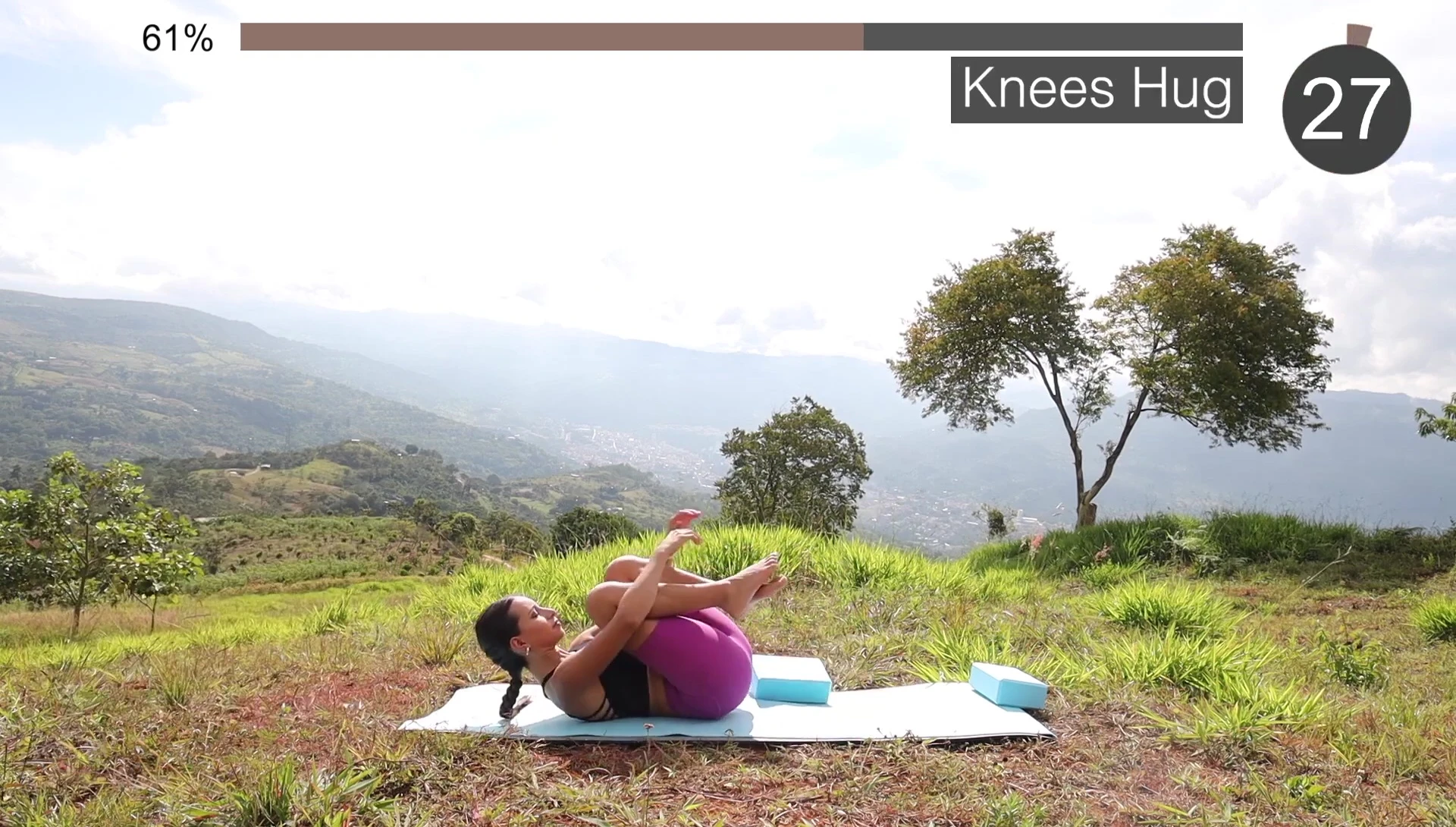 Knee-to-chest stretch with side-to-side rocking.