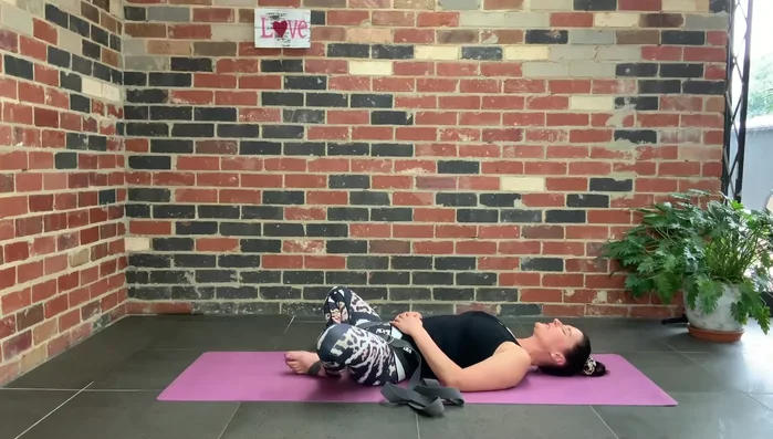 Maintain the pose for 5 minutes (or 2-3 minutes if needed). Focus on breathing and releasing tension.