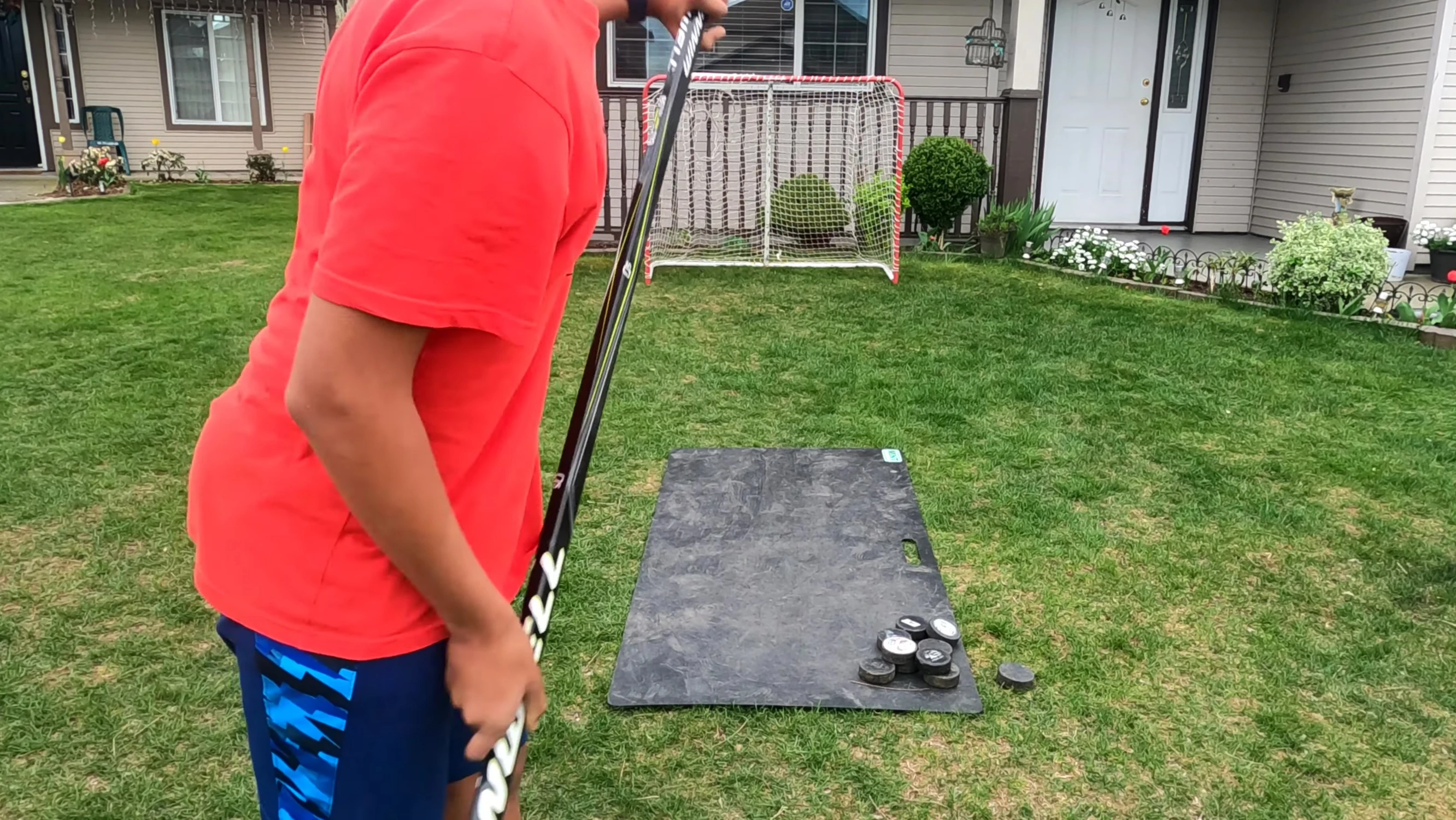 Player demonstrating shooting technique with the Winnwell Q5 stick.