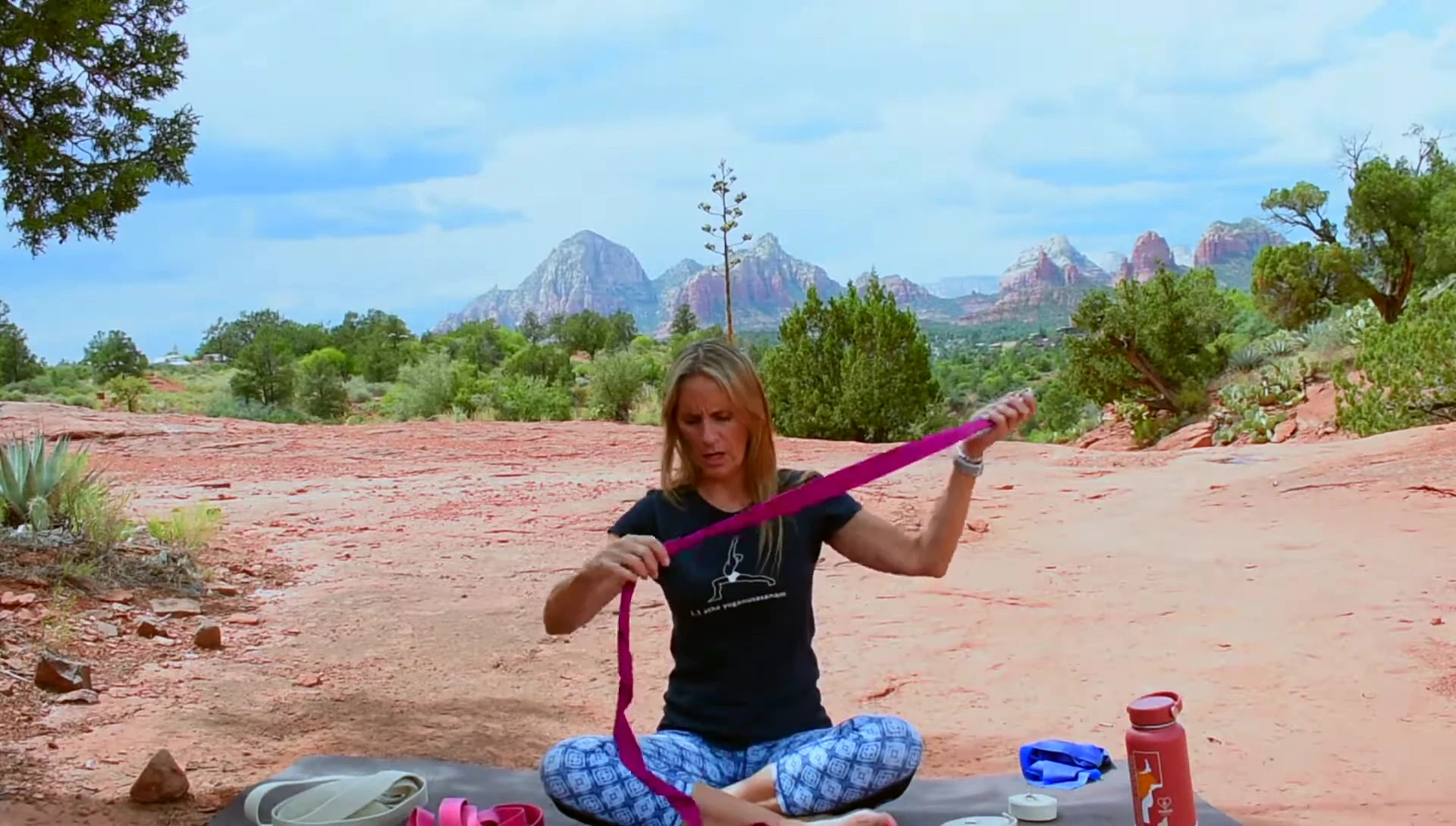 Instructor demonstrating a buckle strap
