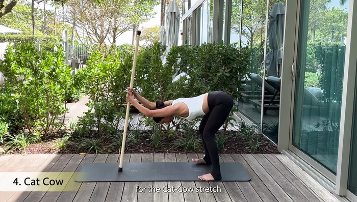 Inhale as you lengthen, exhale as you flex.