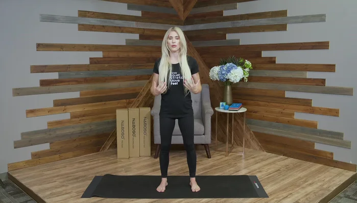 Close your eyes (optional) and feel the texture of the mat under your big toe, little toe, metatarsals, and heel. Notice the pressure differences when shifting your weight forward and backward.