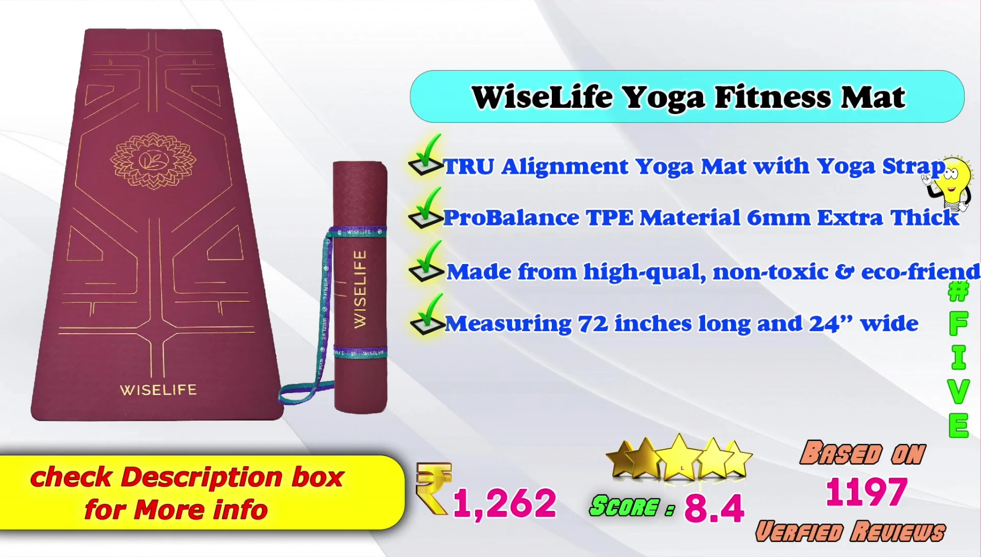 Kubo Yoga Fitness Mat displayed