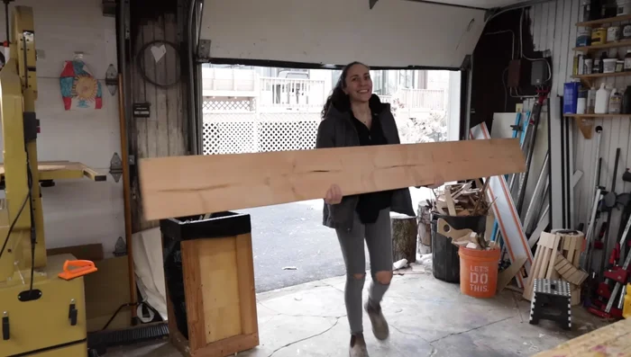 Square off the ends of the laminated board to achieve a final length of 36 inches.