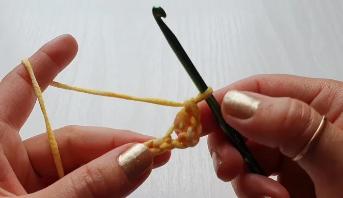 Turn your work and double crochet in the same space as the previous stitches, creating a neat row.